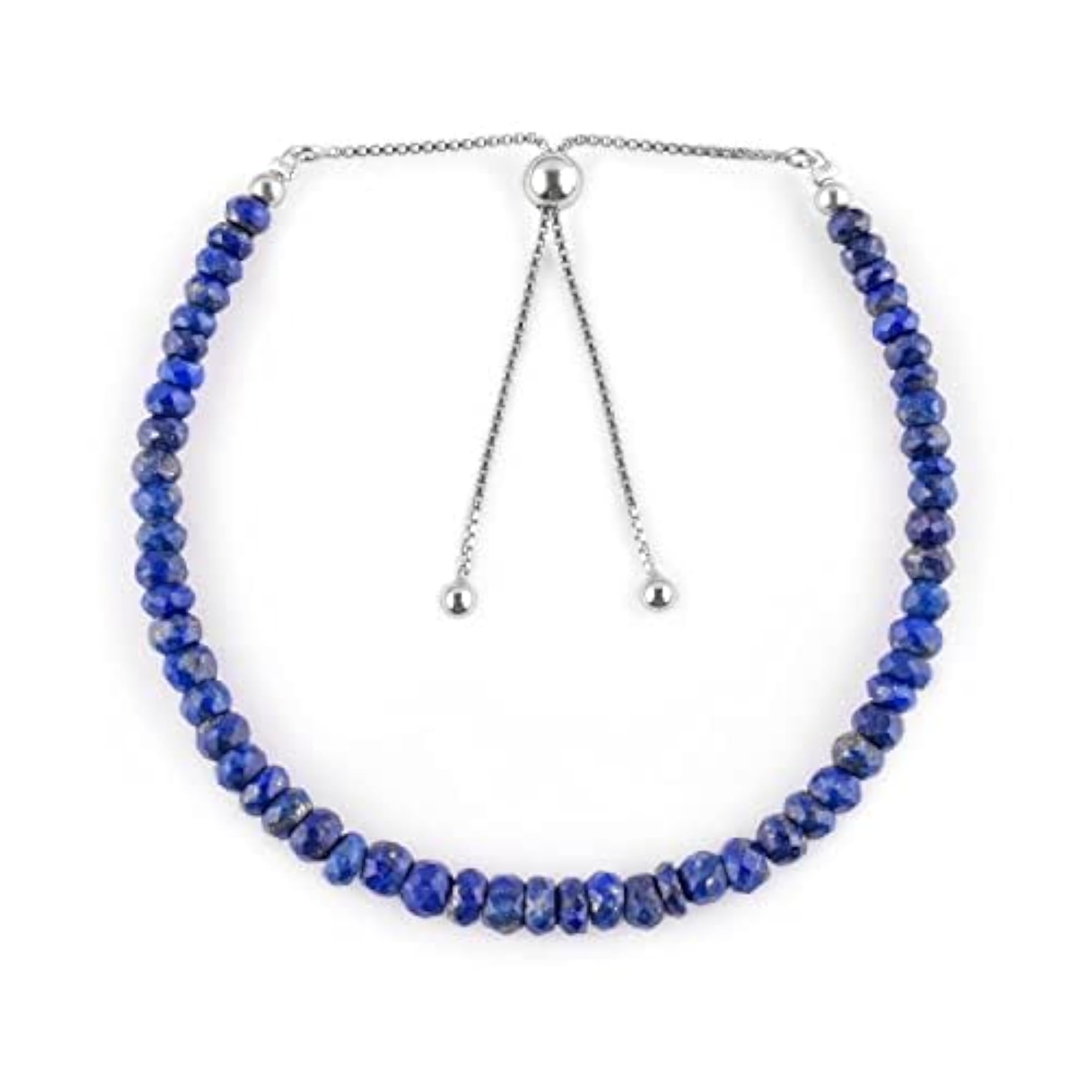 Natural Lapis Lazuli Gemstone Bead Bracelet, Adjustable